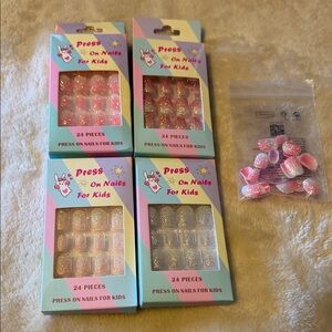 Press On Nails For Kids - Sparkly Pink & Glitter Set (4 Boxes)